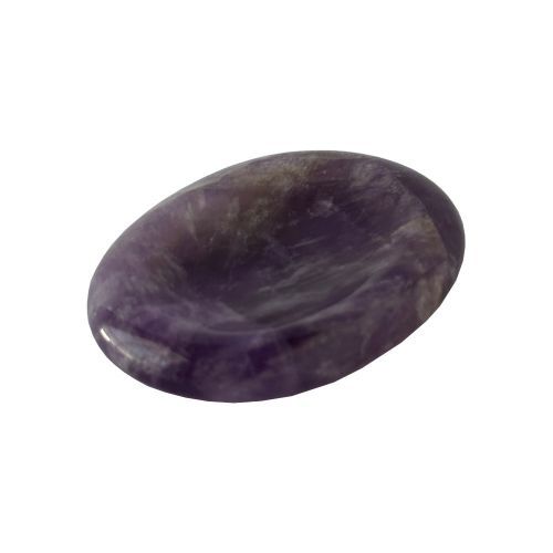 Polished amethyst worry stone for anxiety and sleep